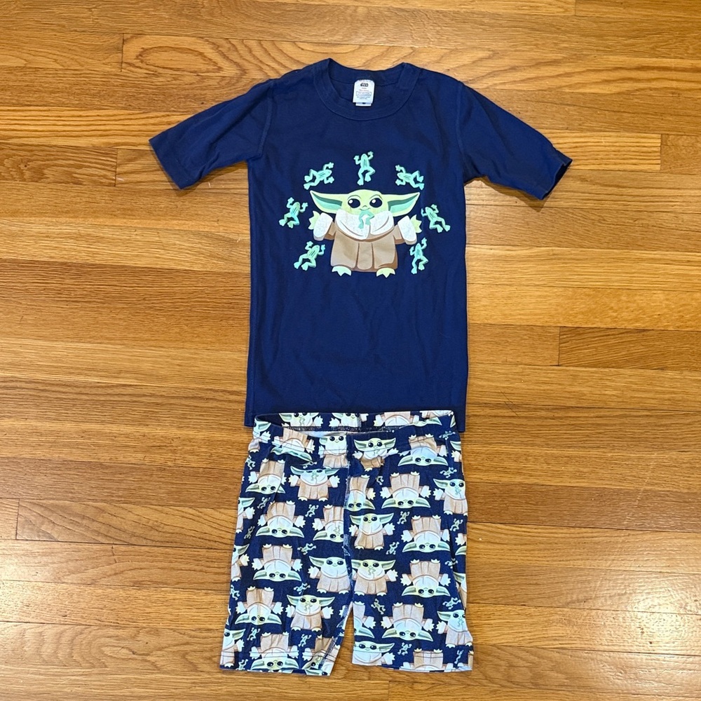 Hanna Andersson sz 12/150cm short johns boys Grogu & frogs, Star Wars - Navy